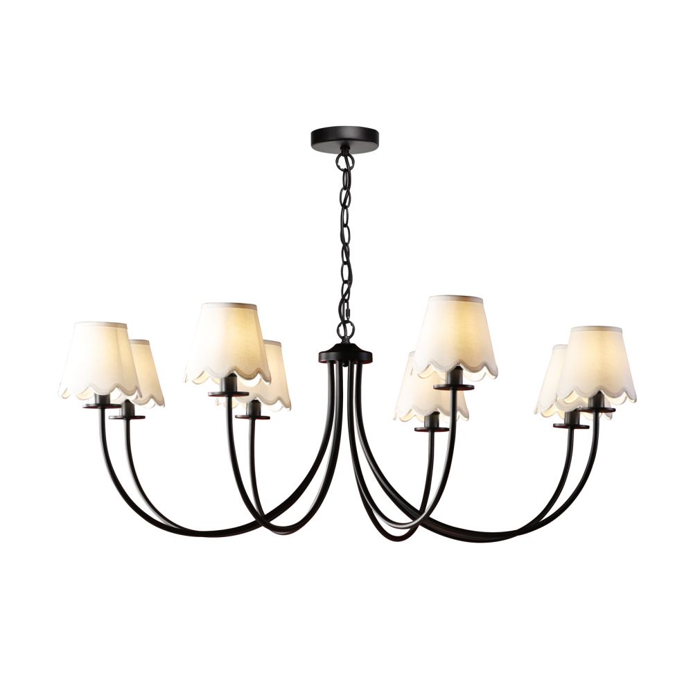 Becca 8 Light Pendant Matt Black with White Linen Shade