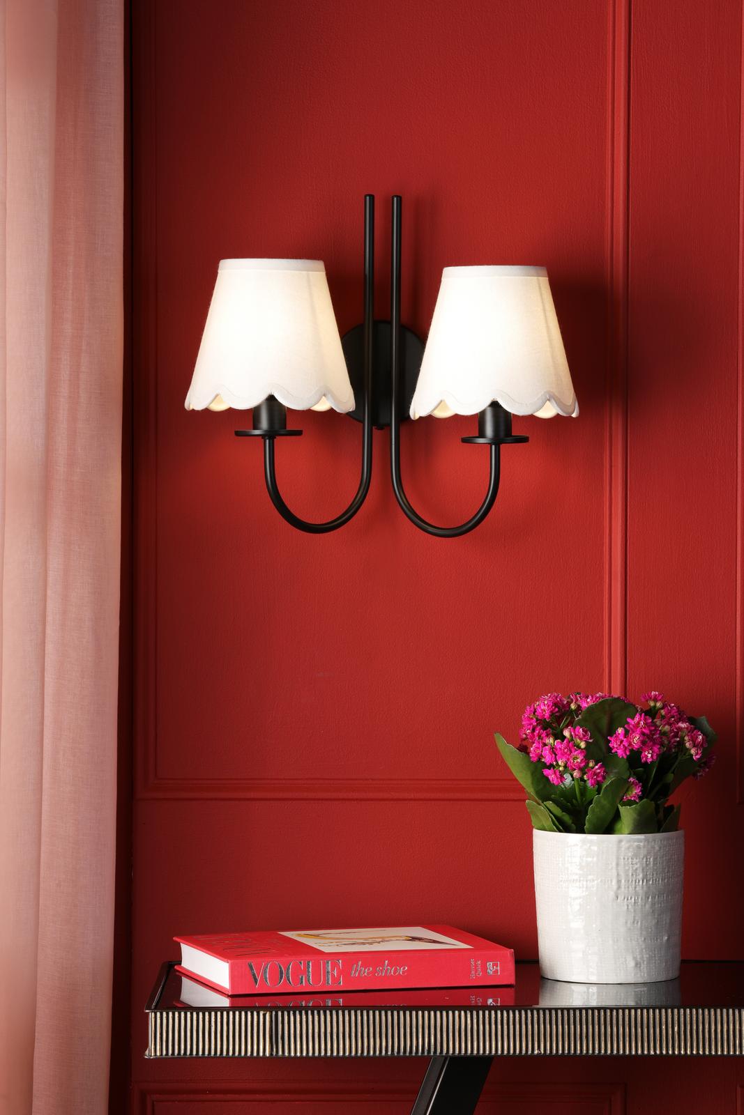 Becca 2 Light Wall Light Matt Black With Shade