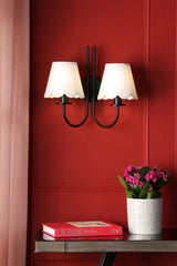 Becca 2 Light Wall Light Matt Black With Shade