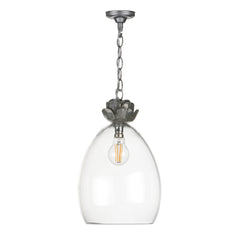 Belvedere Single Glass Pendant Pewter