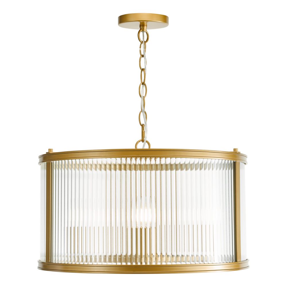 Bianka 3 Light Pendant Bronze and Ribbed Glass