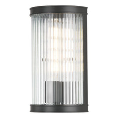 Bianka Wall Light Matt Black and Ribbed Glass