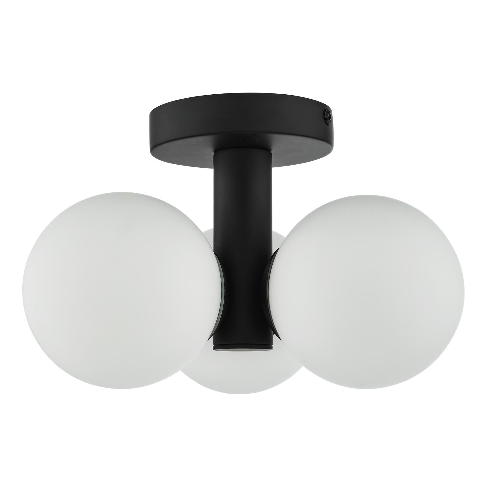 Blake Bathroom 3 Light Semi Flush Matt Black Opal Glass