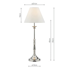 Blenheim Table Lamp Polished Nickel With Shade