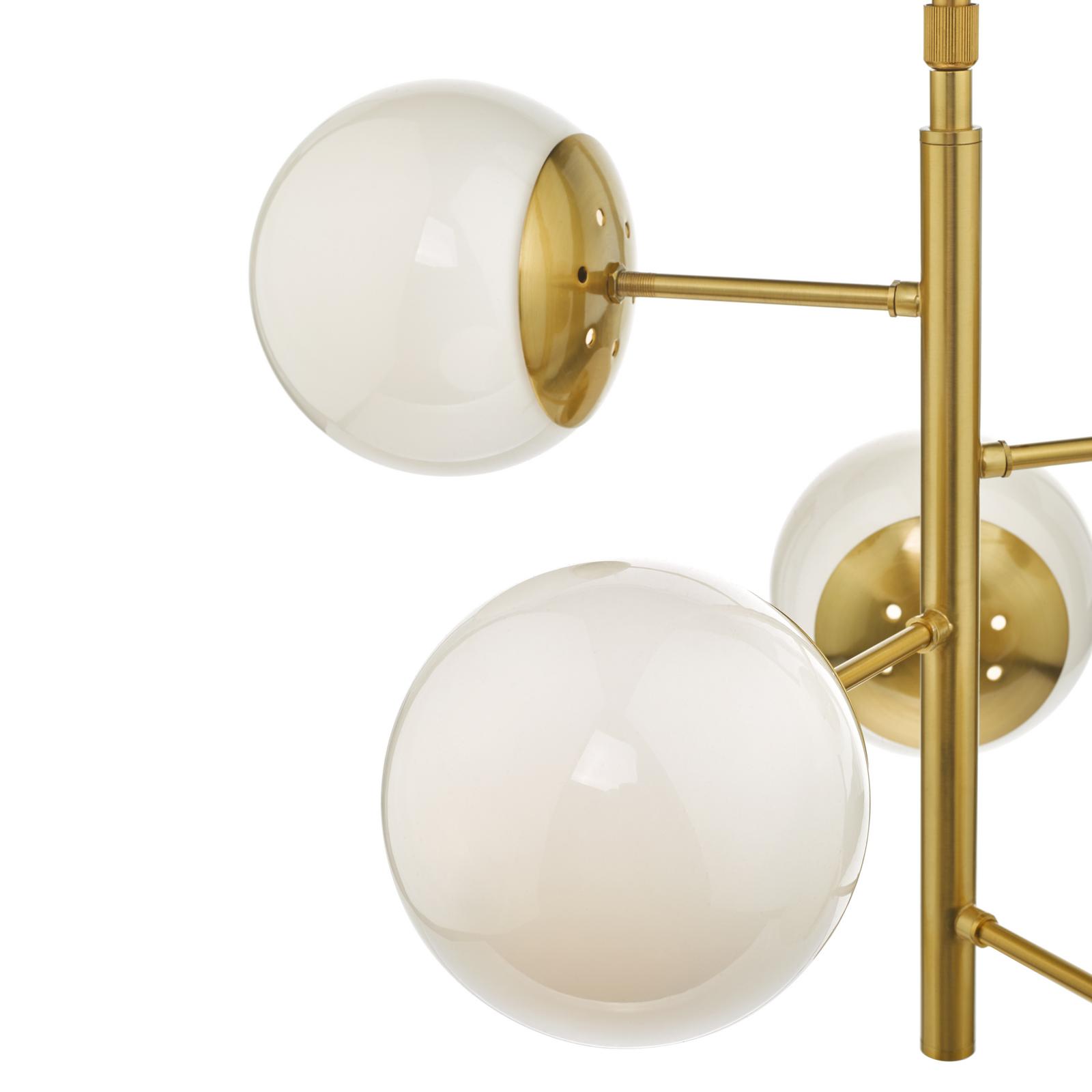 Bombazine 5 Light Pendant Natural Brass & Opal Glass