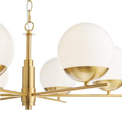 Bombazine 6 Light Pendant Natural Brass and Opal Glass