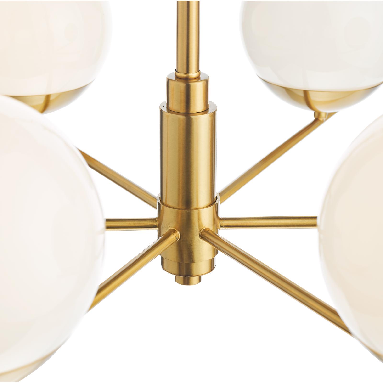 Bombazine 6 Light Pendant Natural Brass and Opal Glass