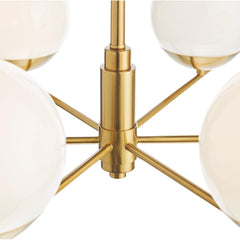 Bombazine 6 Light Pendant Natural Brass and Opal Glass