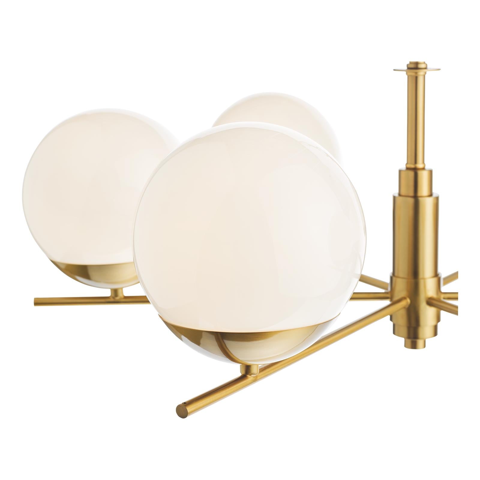 Bombazine 6 Light Pendant Natural Brass and Opal Glass