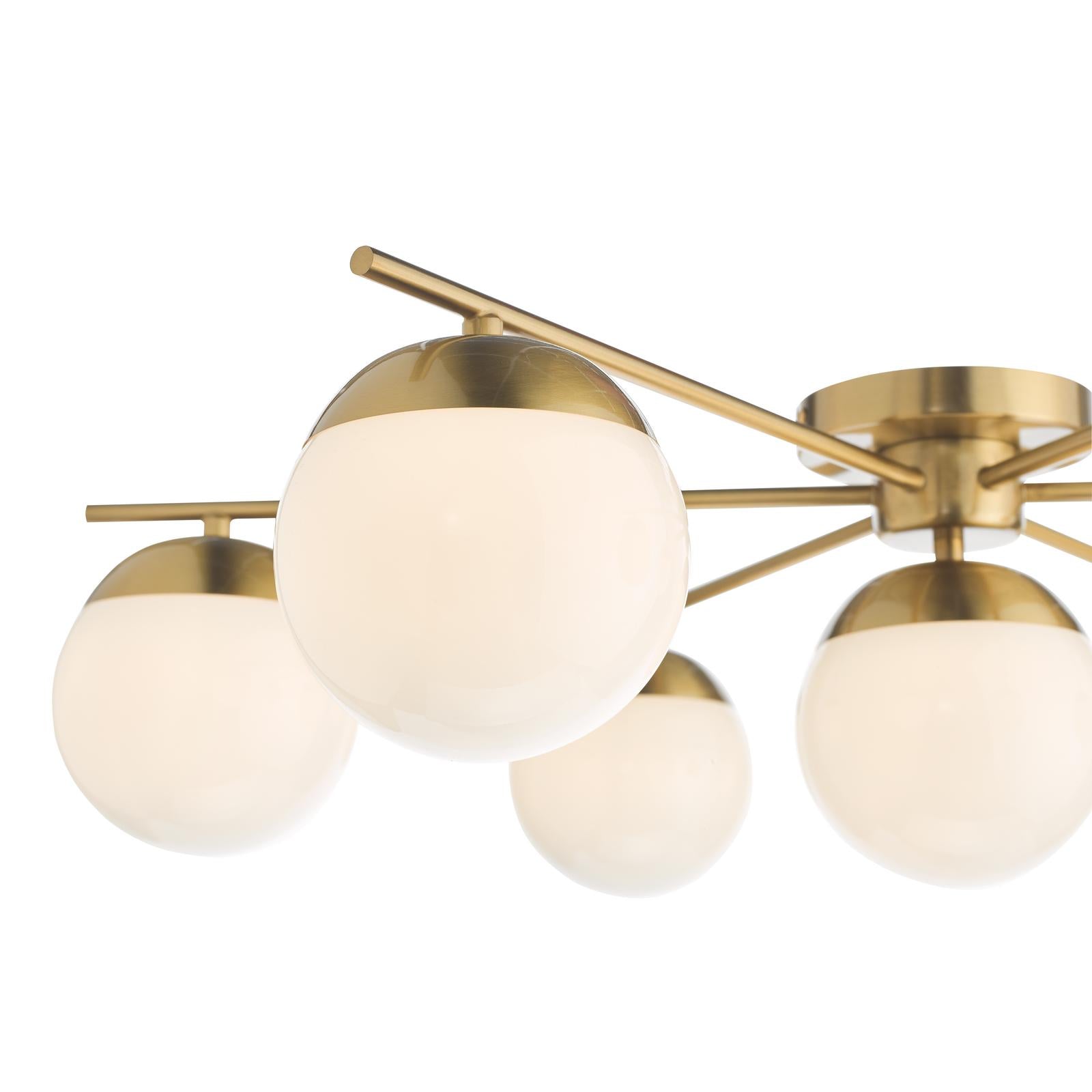 Bombazine 7 Light Semi-Flush Natural Brass and Opal Glass