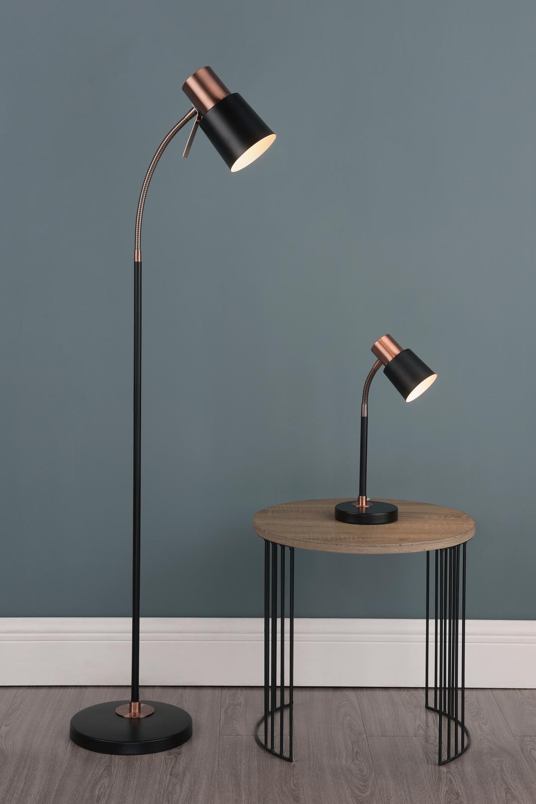 Bond Desk Lamp Matt Black and Polished Copper