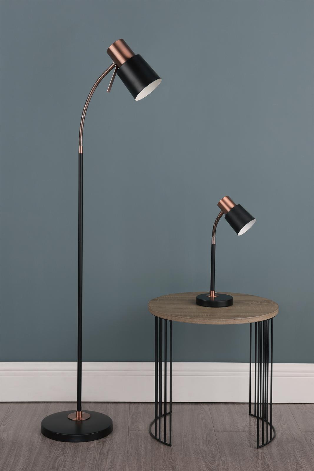 Bond Desk Lamp Matt Black and Polished Copper
