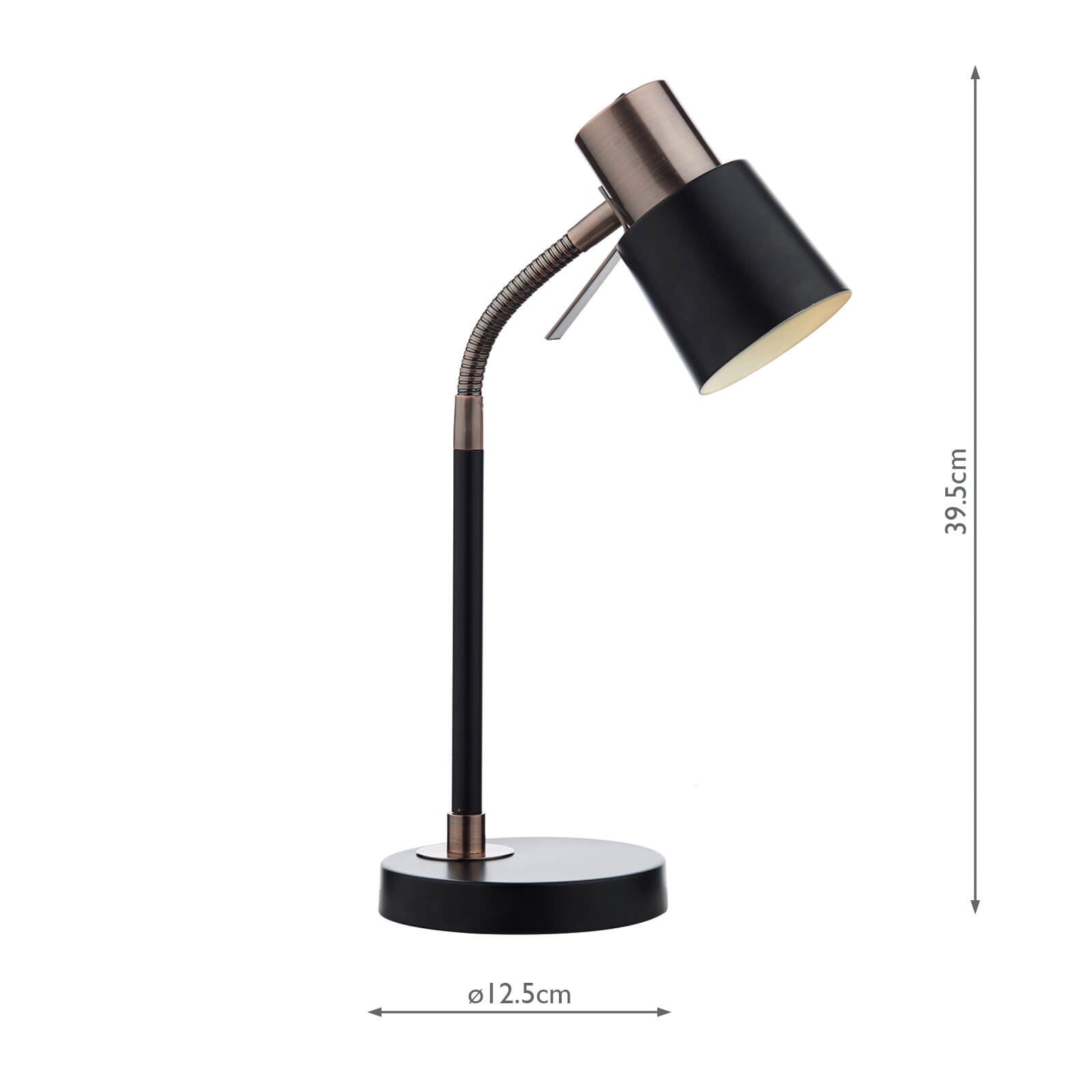 Bond Desk Lamp Matt Black and Polished Copper