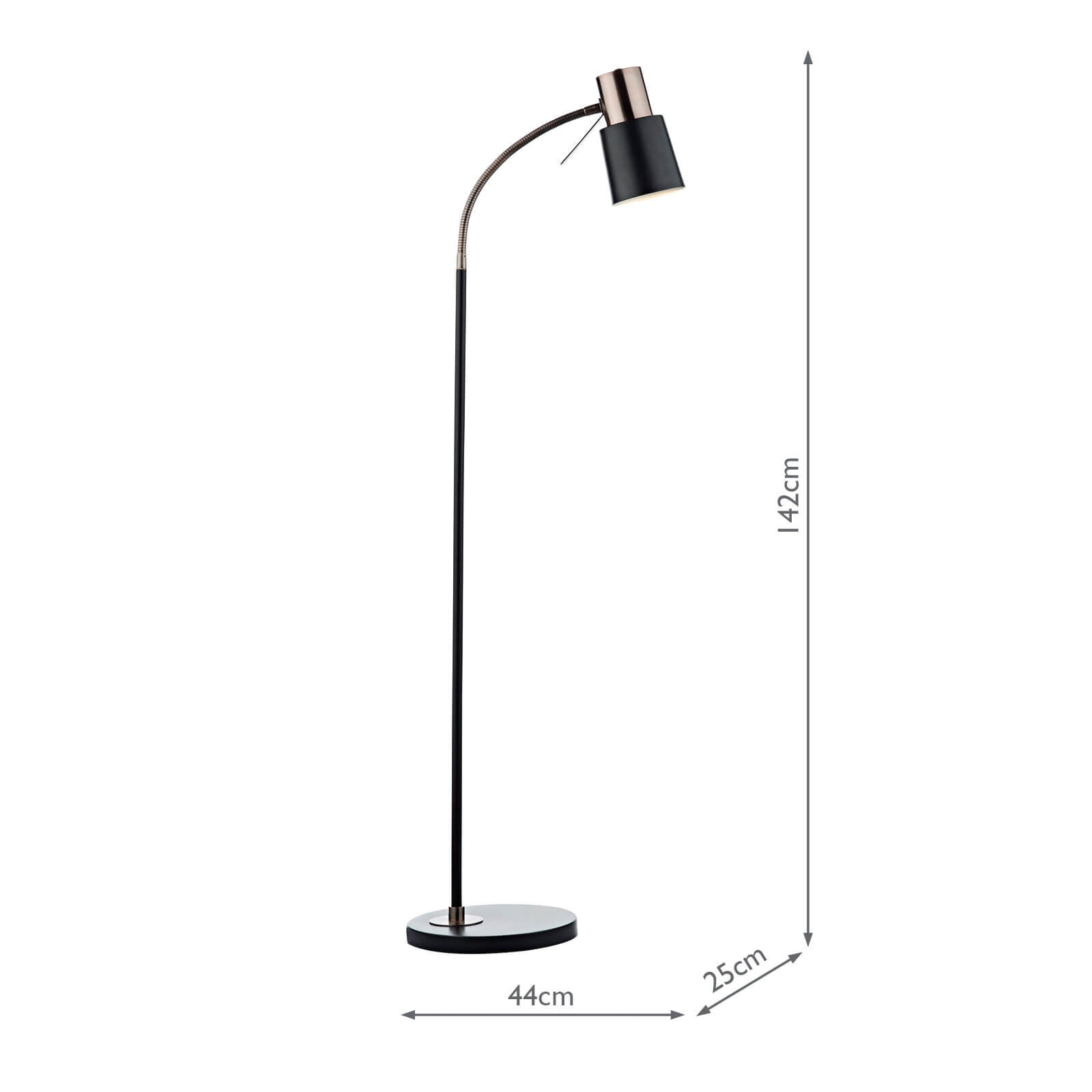 Bond Task Floor Lamp Matt Black and Polished Copper