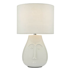 Boris Table Lamp White Ceramic With Shade dar Lighting