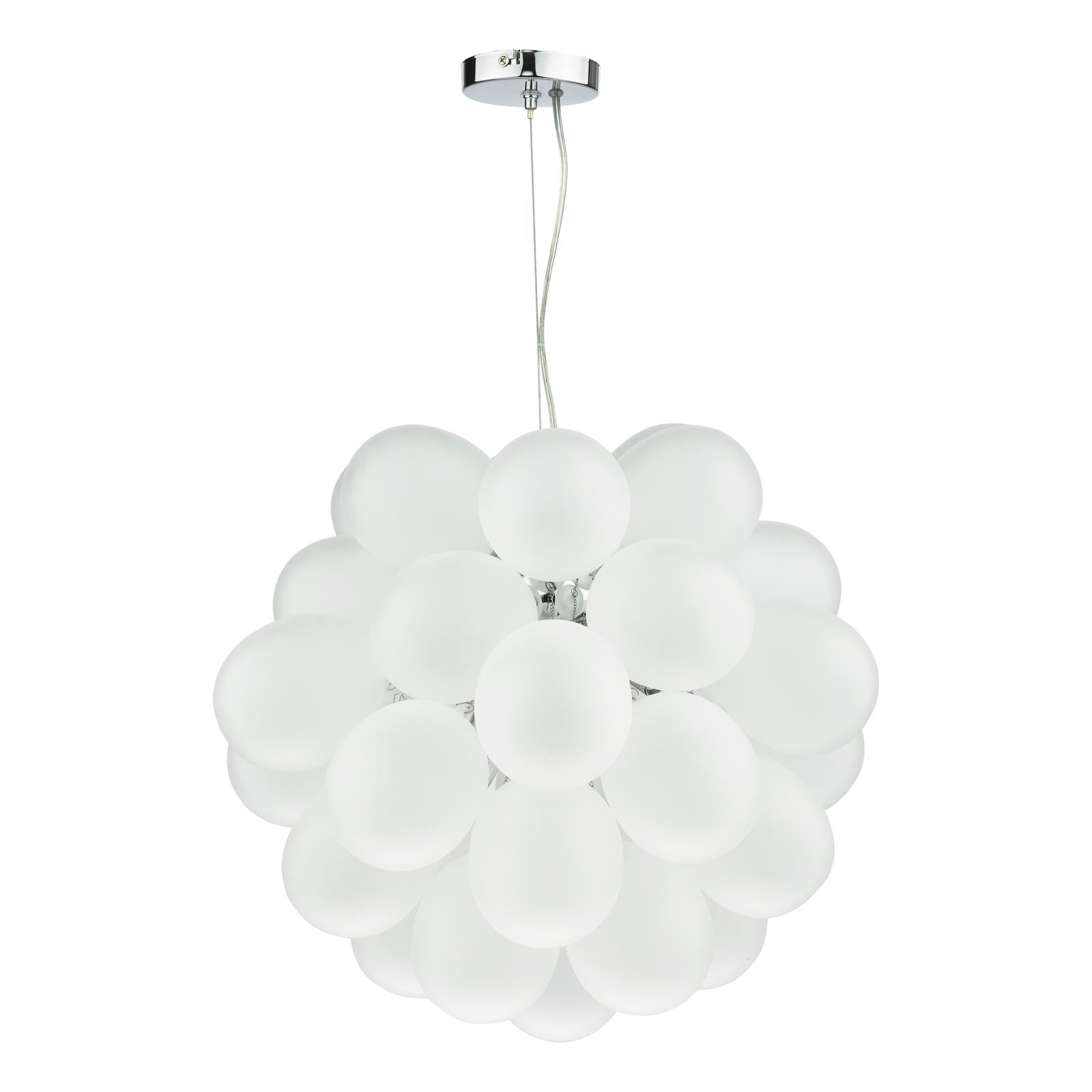 Bubbles 6 Light Pendant Polished Chrome Frosted Glass