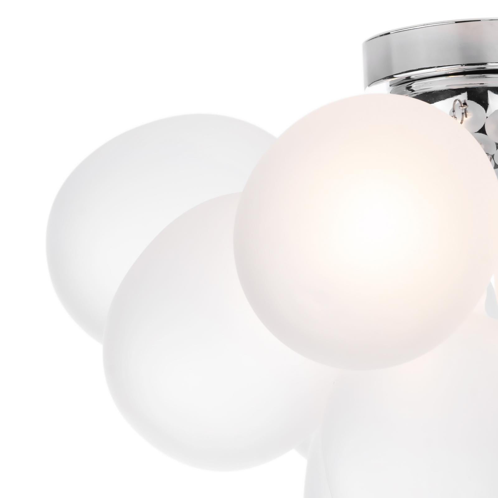 Bubbles 4 Light Flush Polished Chrome Frosted Glass