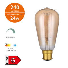 (SOLD AS 5PK)B22 LED DIM VINT RUSTIKA LAMP 4W 240L