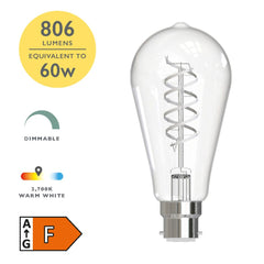 (Pack of 6) LED BC/B22 GLS Light Bulb 8w 806lm 2700k Teardrop