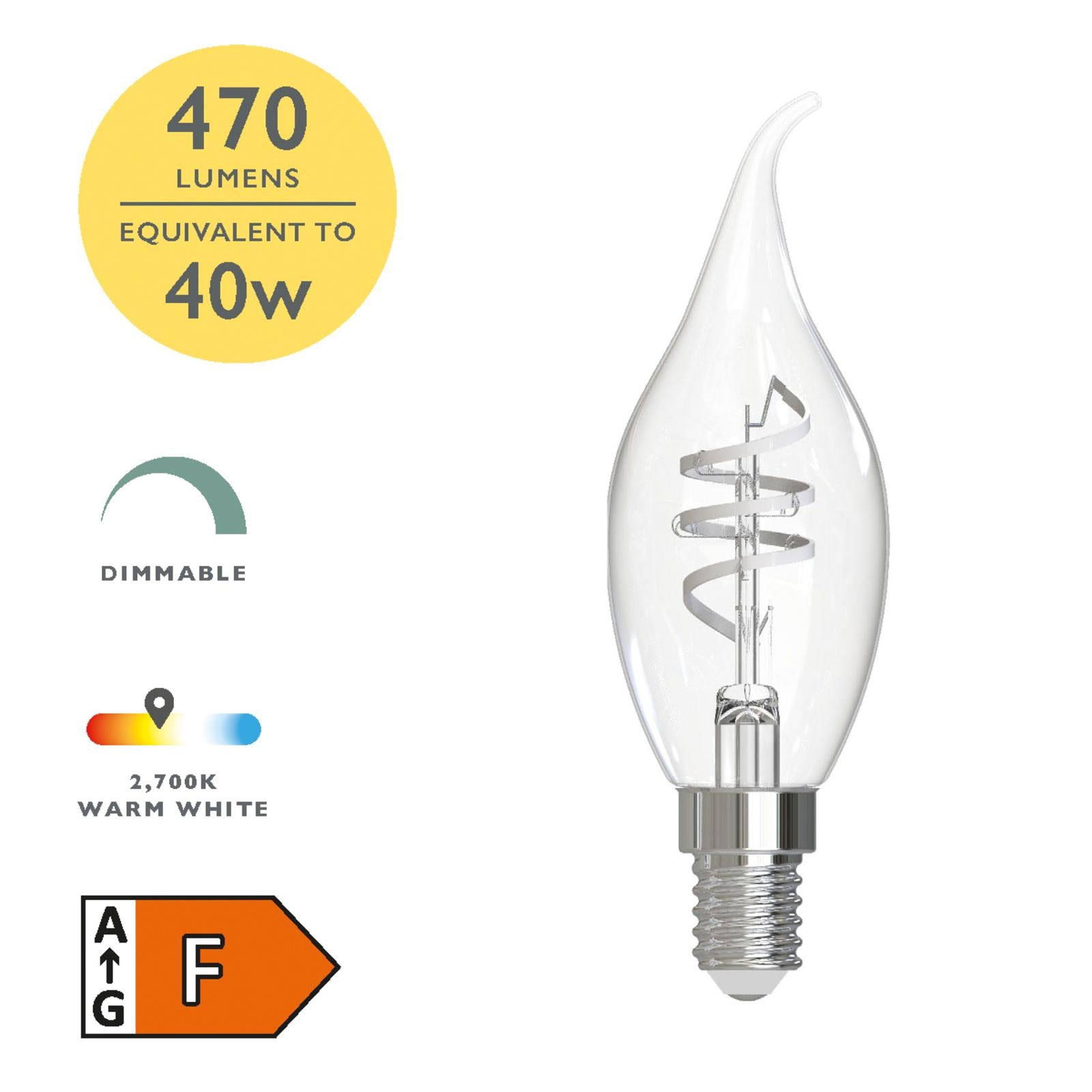 (SOLD AS 6PK) E14 CF35 LED DIMM LAMP 4.6W 470LM 27