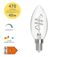 (Pack of 6) LED SES/E14 Candle Light Bulb (Lamp) 4.6w 470lm 2700k