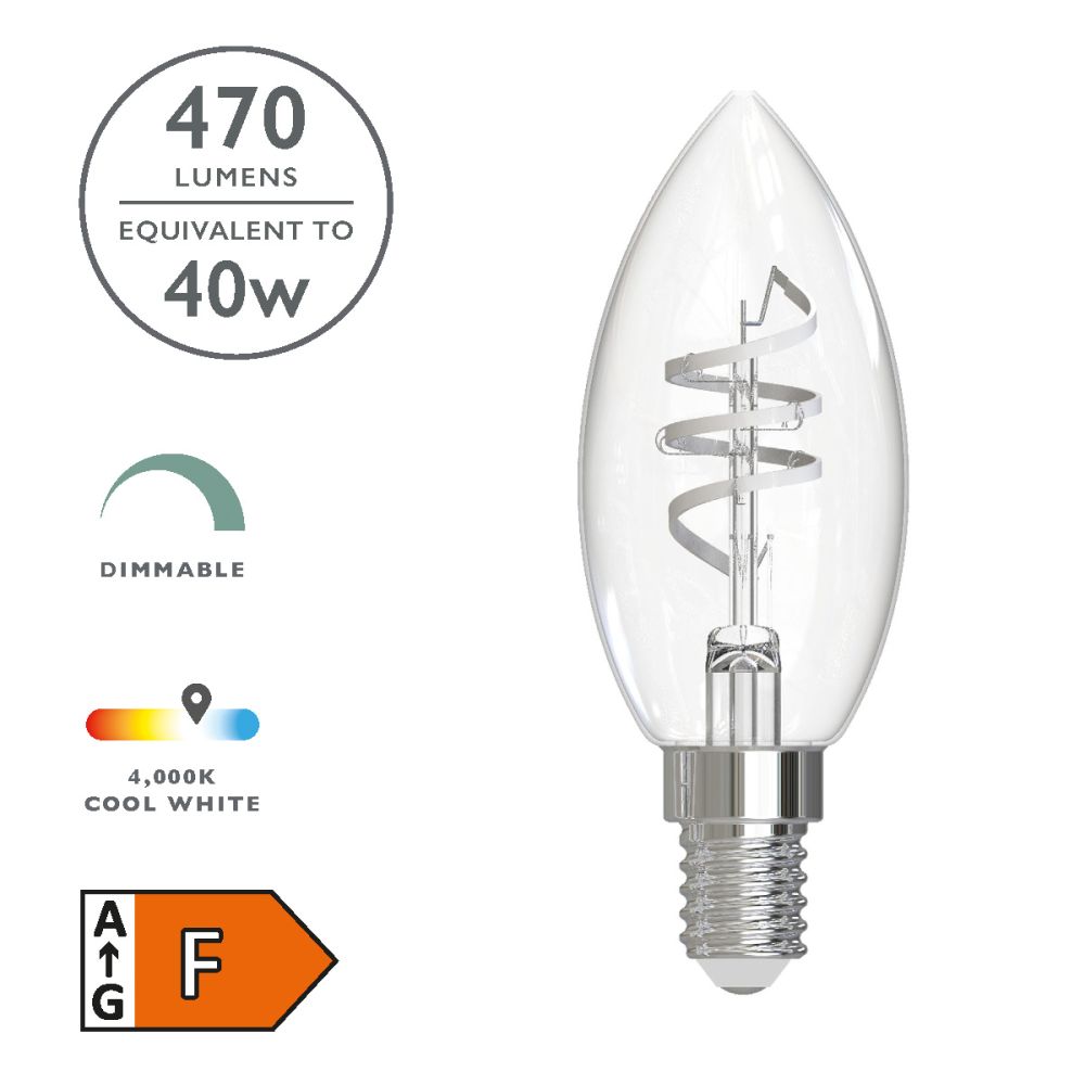 (Pack of 6) LED SES/E14 Candle Light Bulb (Lamp) 4.6w 470lm 4000k