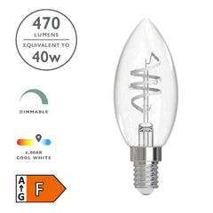 (Pack of 6) LED SES/E14 Candle Light Bulb (Lamp) 4.6w 470lm 4000k