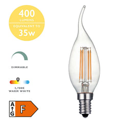 INDIVIDUAL  E14 DIM 4W 400LM CDV CANDLE LAMP CLE