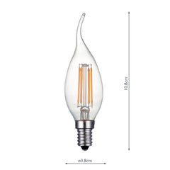 INDIVIDUAL  E14 DIM 4W 400LM CDV CANDLE LAMP CLE