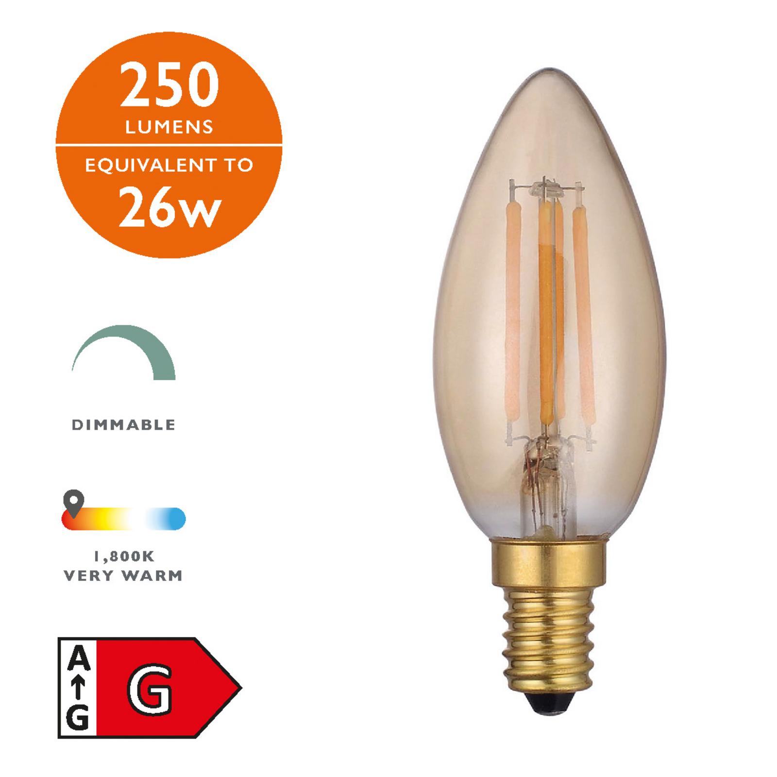(SOLD AS 5PK)E14 LED DIMM VINT CNDL LAMP 4W 250LM