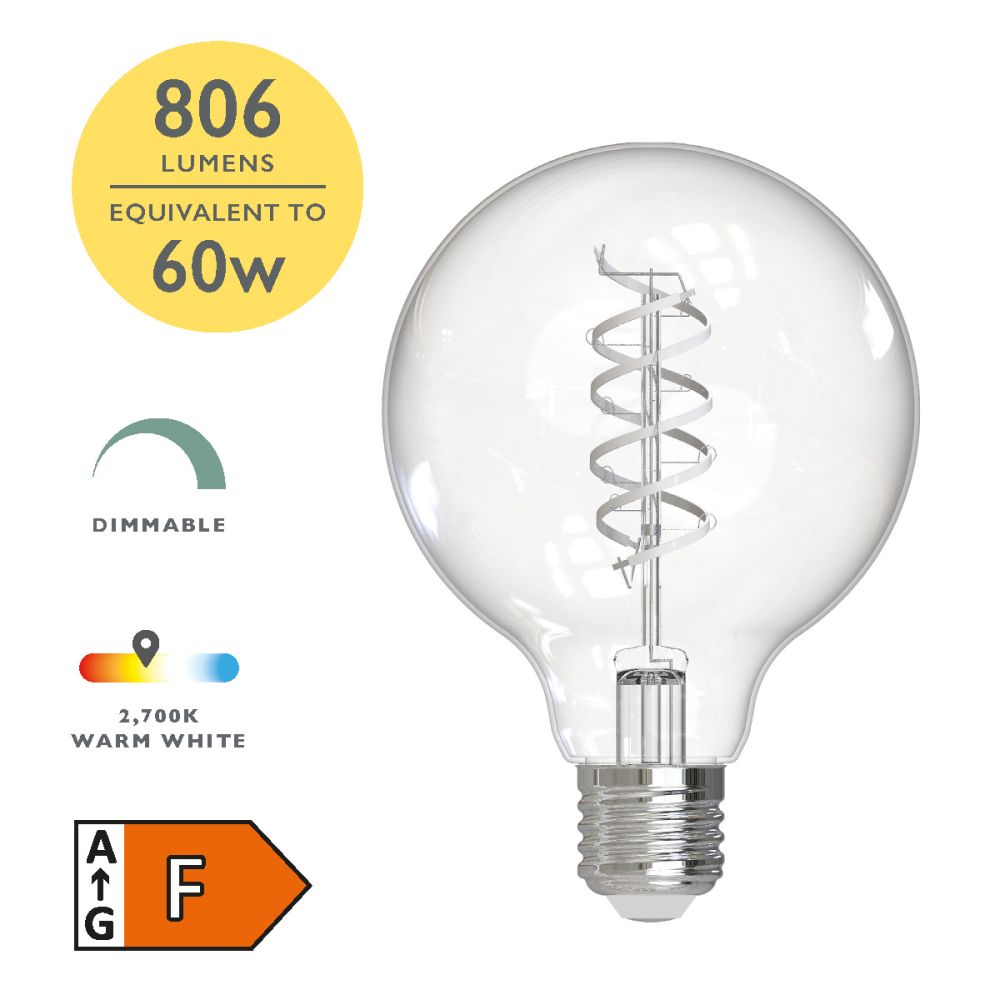 (Pack of 6) LED ES/E27 Globe Light Bulb (Lamp) 8w 806lm 2700k