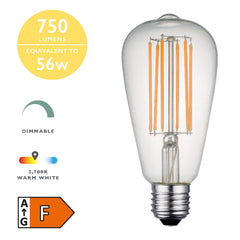 (SOLD AS 5PK) E27 LED FILAM RUSTIC LAMP 7W 750LM D