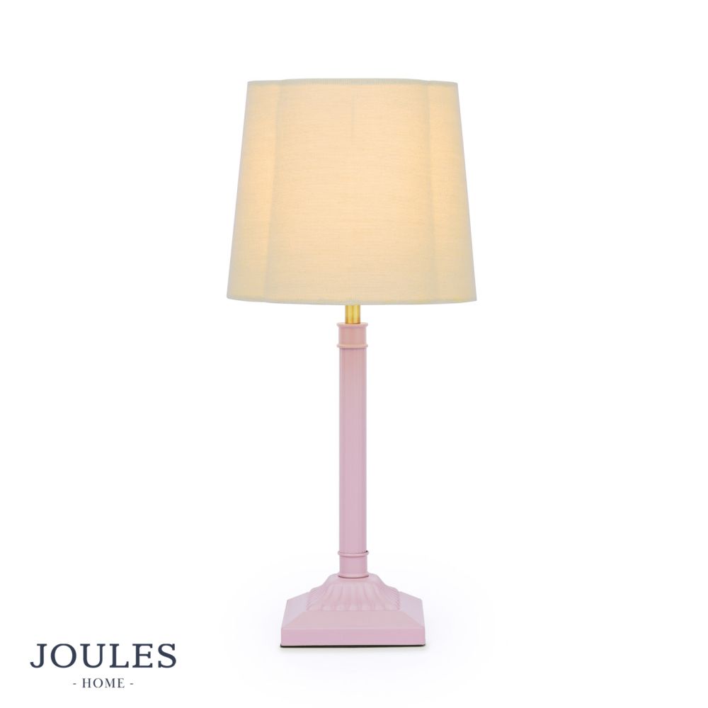 Joules Buscot Table Lamp Matt Pink and Matt Antique Brass With Scalloped Shade