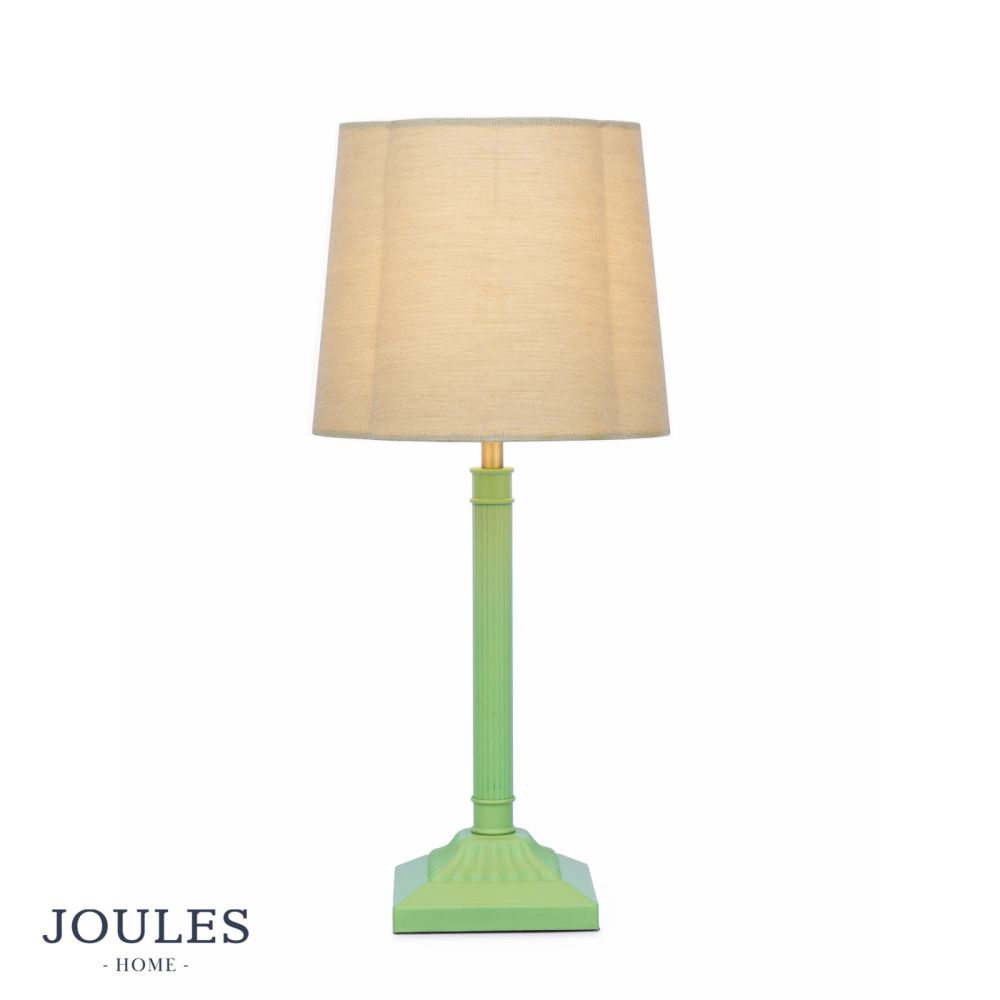 Joules Buscot Table Lamp Matt Green and Matt Antique Brass With Scalloped Shade