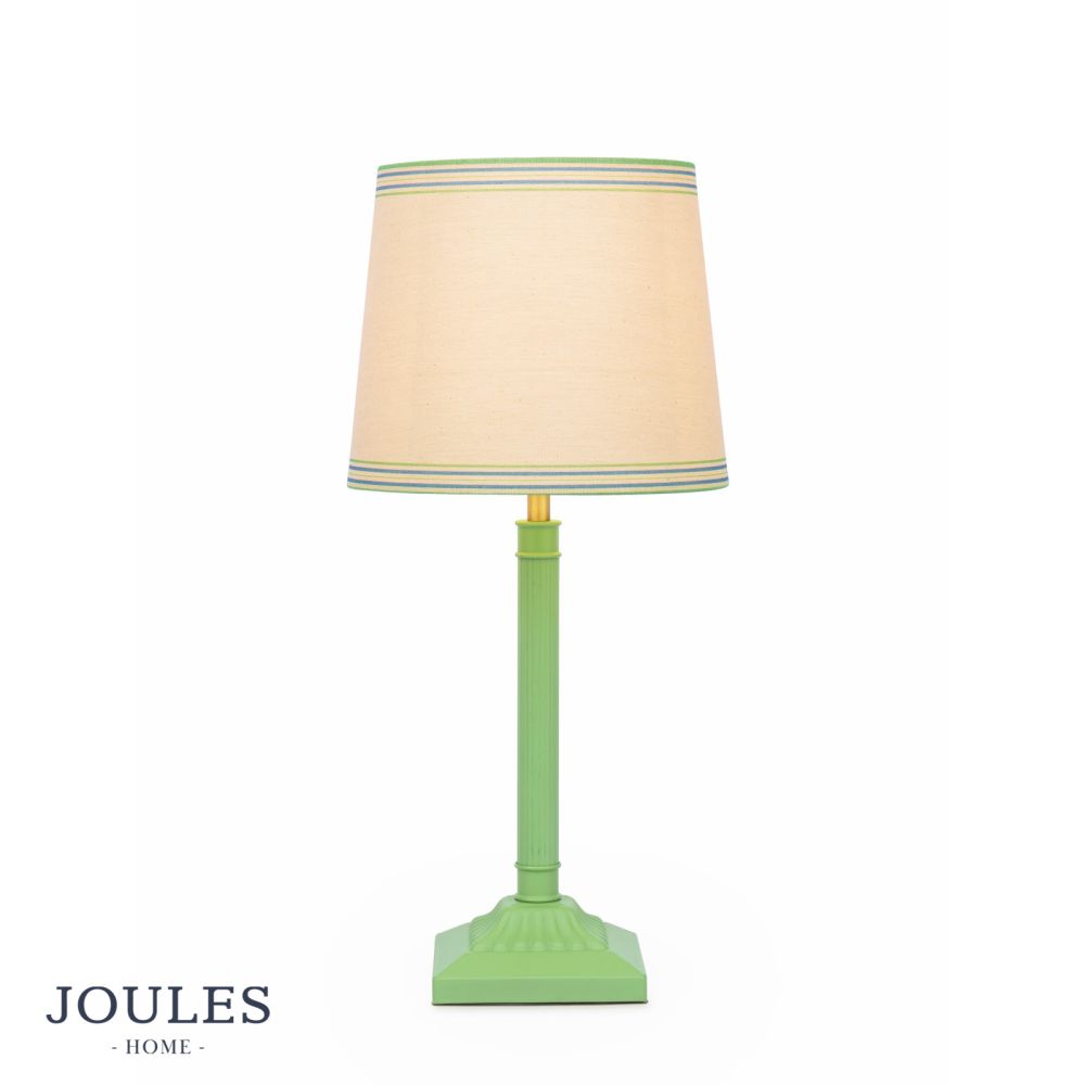 Joules Buscot Table Lamp Matt Green and Matt Antique Brass With Stripe Shade