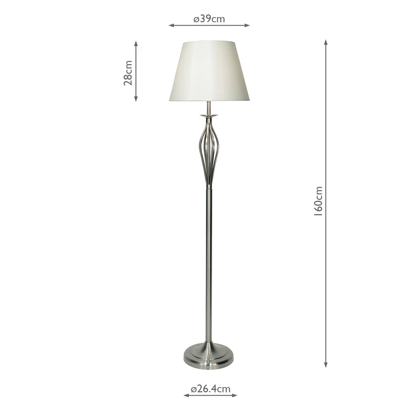 Bybliss Floor Lamp Satin Chrome With Shade (Multipack)