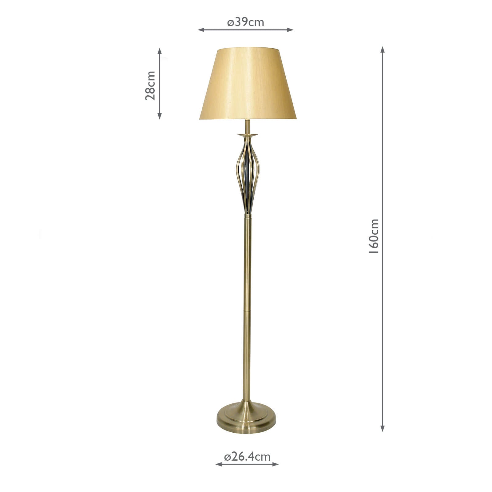 Bybliss Floor Lamp Antique Brass With Shade (Multipack)