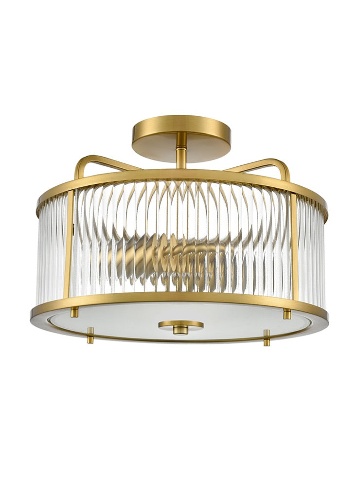 Franklite Bonham Aged Brass Semi Flush Ceiling Fitting