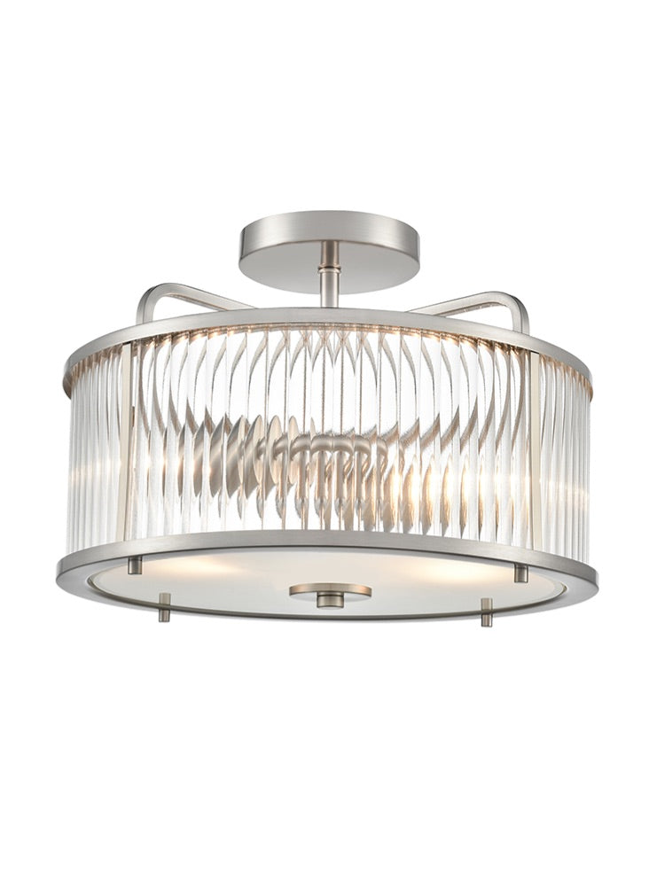 Franklite Bonham Satin Nickel Semi Flush Ceiling Fitting