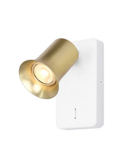 Broadway 1lt Spotlight Matt White with Satin Brass finish sleeve