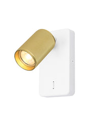 Broadway 1lt Spotlight Matt White with Brass sleeve