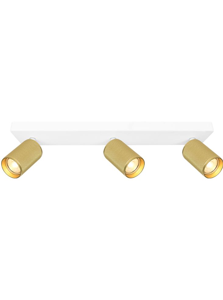 Broadway 3lt Spotlight Matt White with Brass Sleeve
