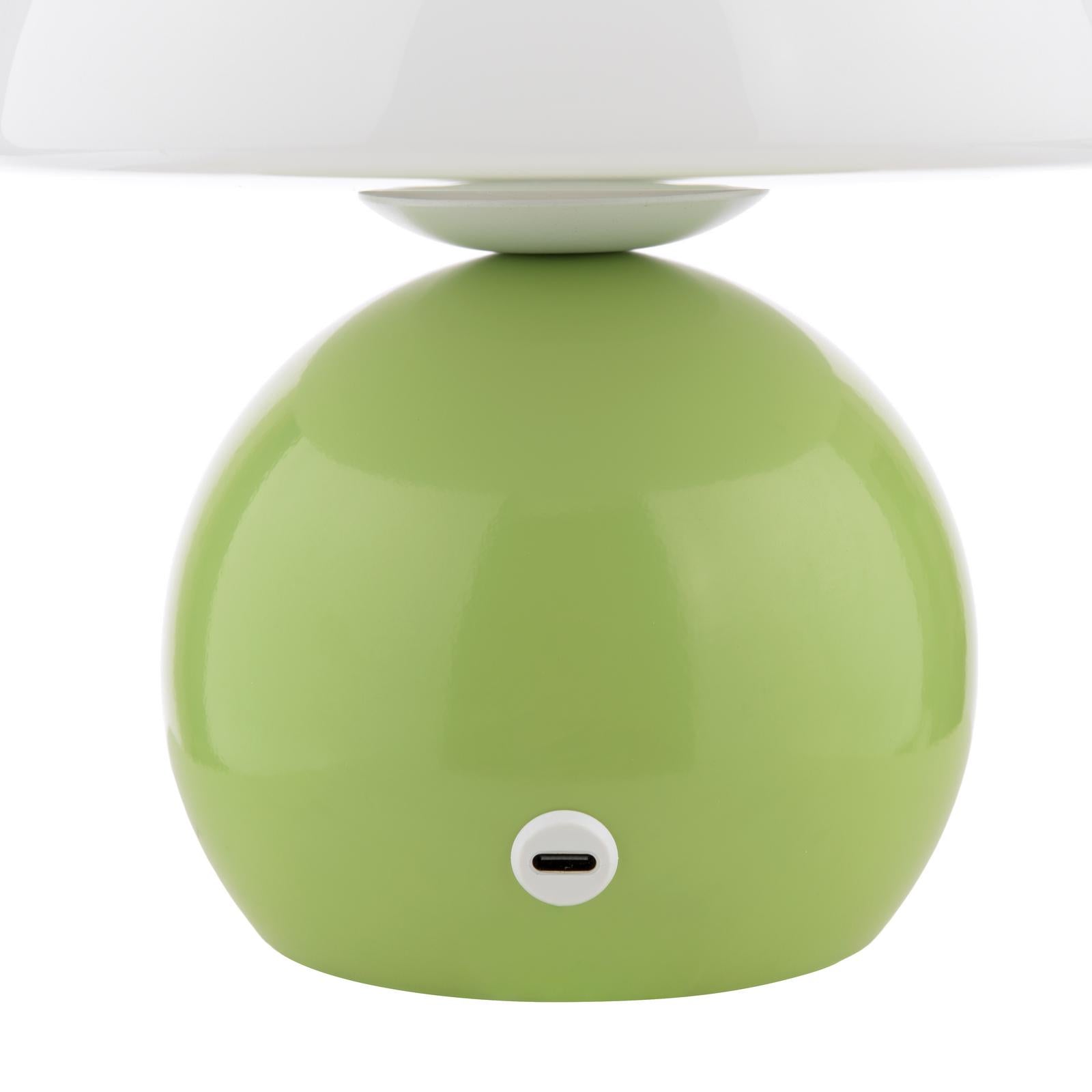 Caesar Rechargeable Table Lamp Green and Opal Glass LED