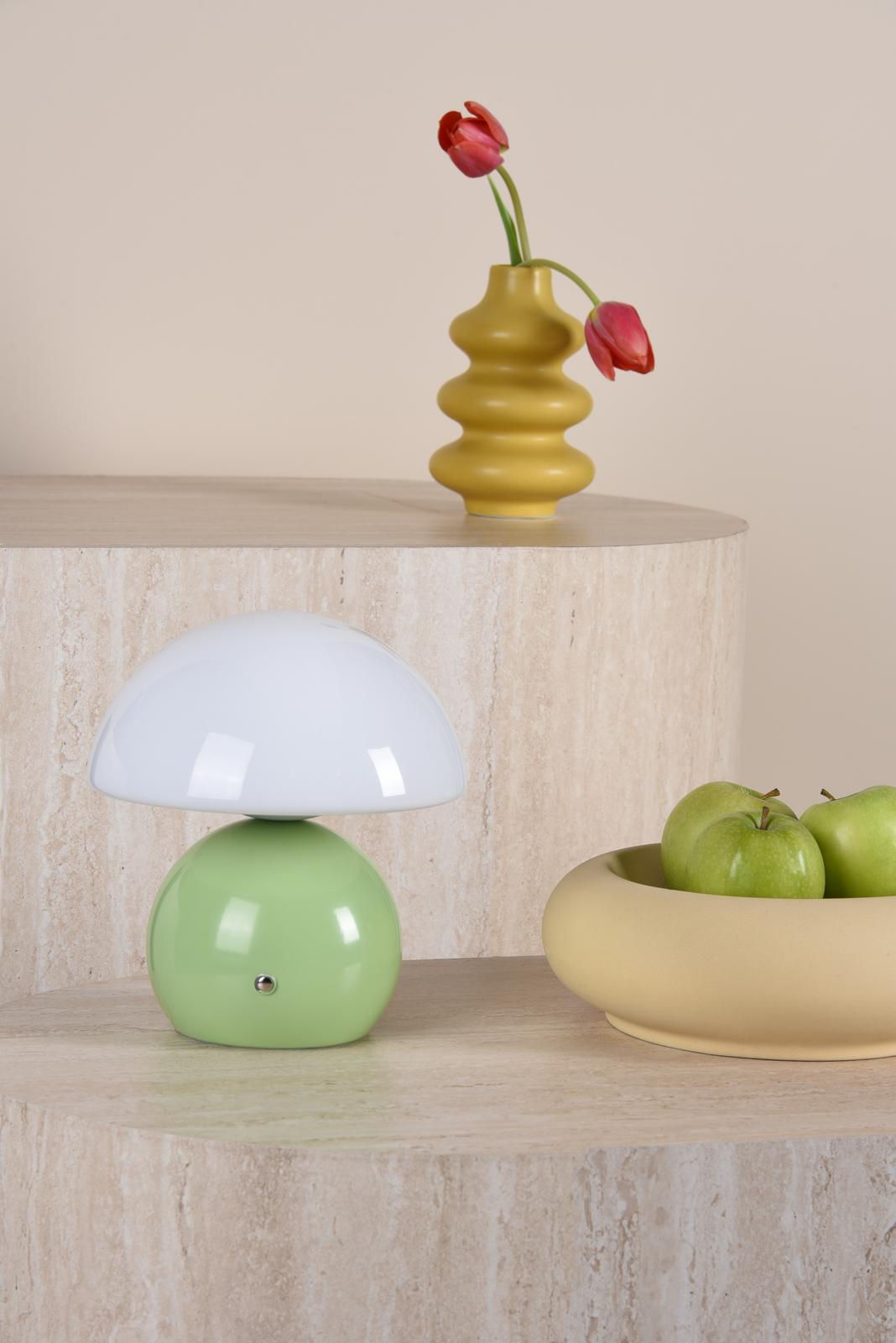 Caesar Rechargeable Table Lamp Green and Opal Glass LED