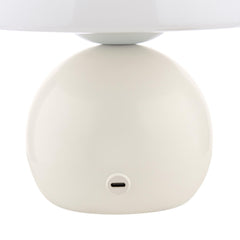 Caesar Rechargeable Table Lamp White and Opal Glass LED