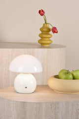 Caesar Rechargeable Table Lamp White and Opal Glass LED