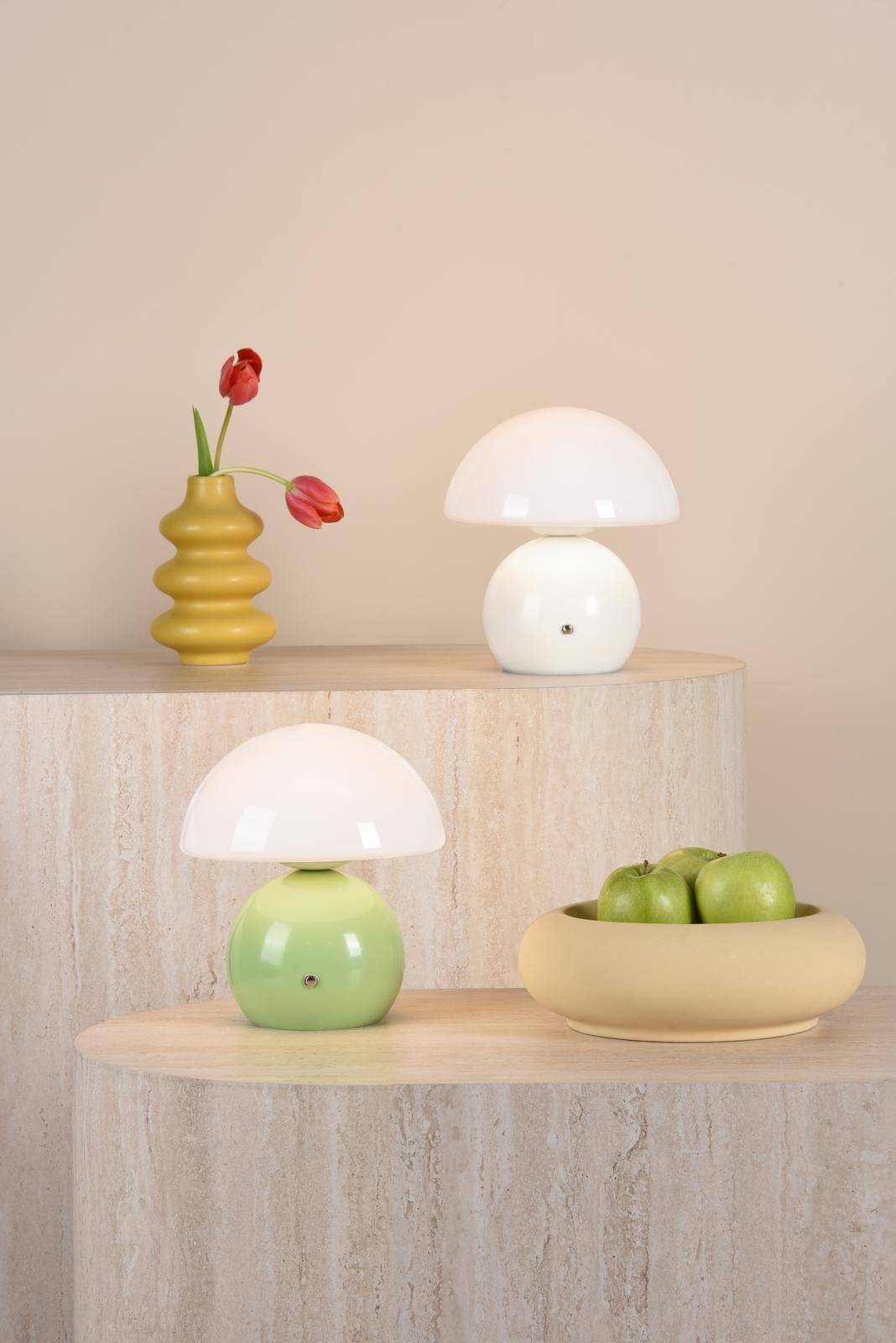 Caesar Rechargeable Table Lamp White and Opal Glass LED