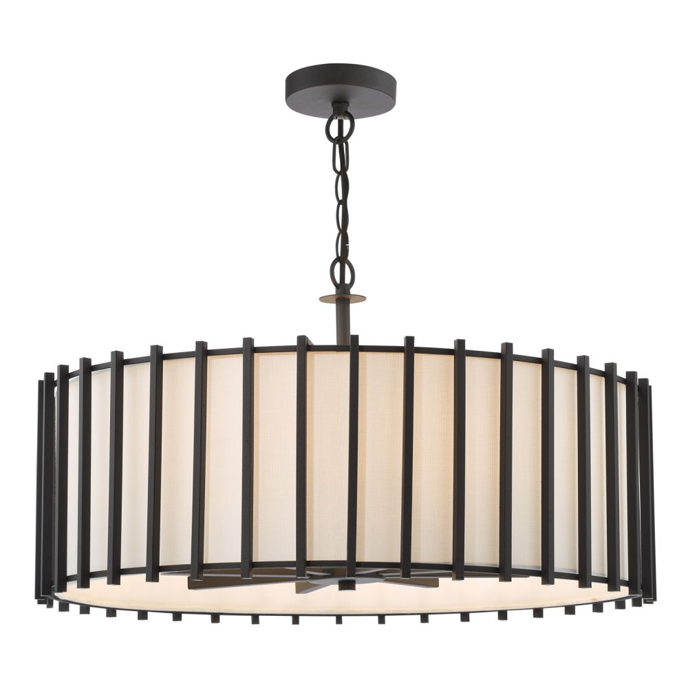 Cagliari 8 Light Pendant Matt Black and Ivory