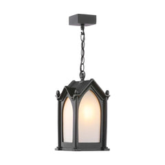 Canterbury Outdoor Porch Light Black and Frosted Glass IP23