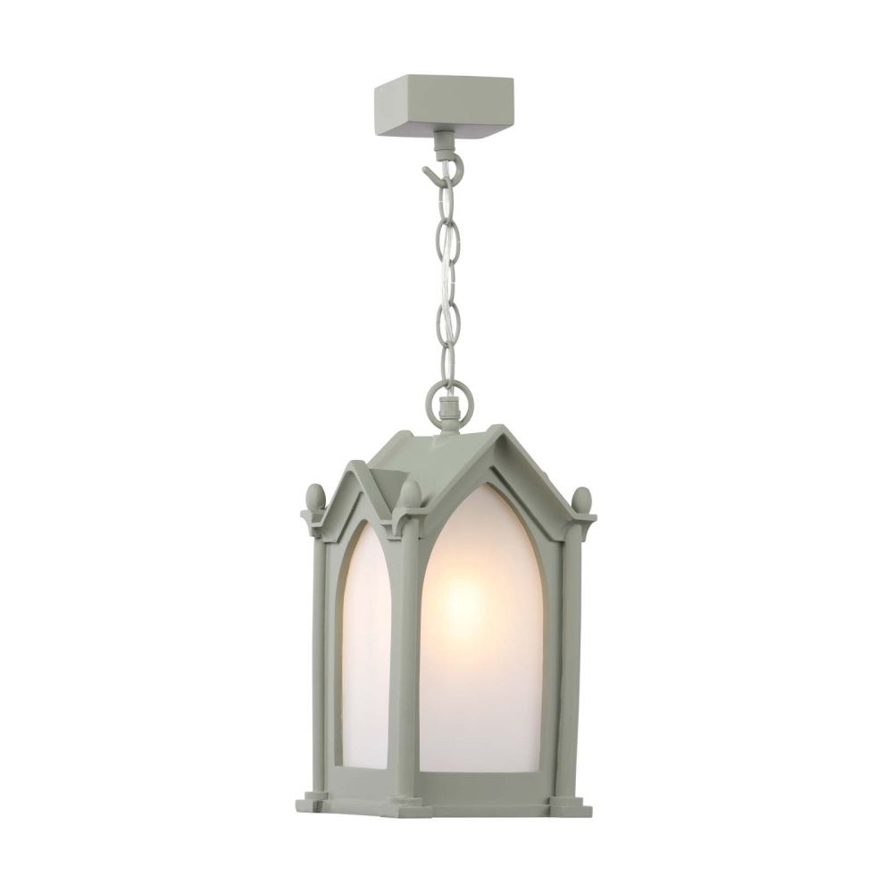 Canterbury Outdoor Porch Light Matt Sage and Frosted Glass IP23